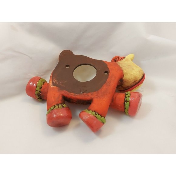 Vintage whimsical flower girl cow wall hanging figurine pottery 6.5" handmade - Picture 5 of 8